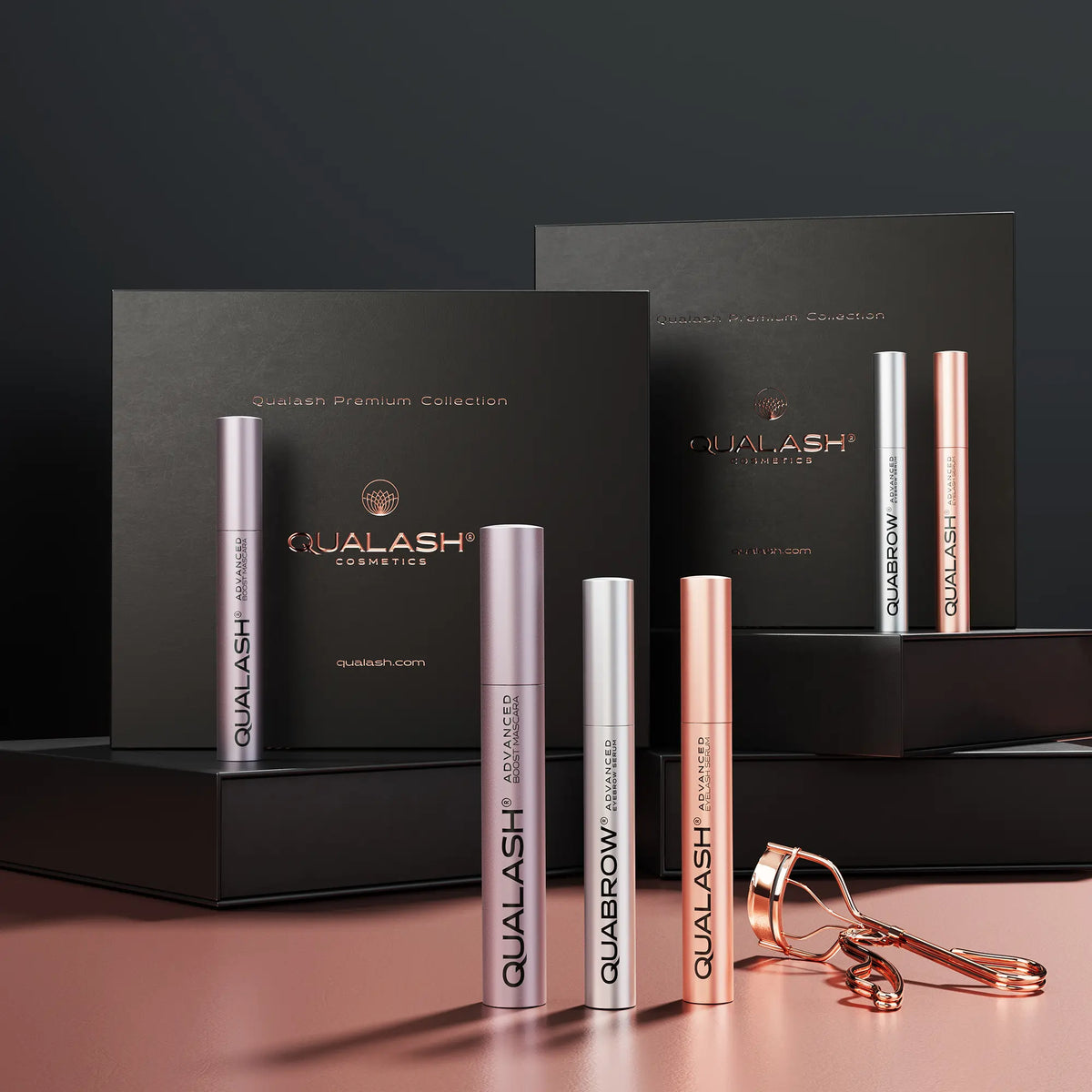 Hlavný obrázok produktu Qualash Premium Collection s klieštikmi na mihalnice a tromi sérami