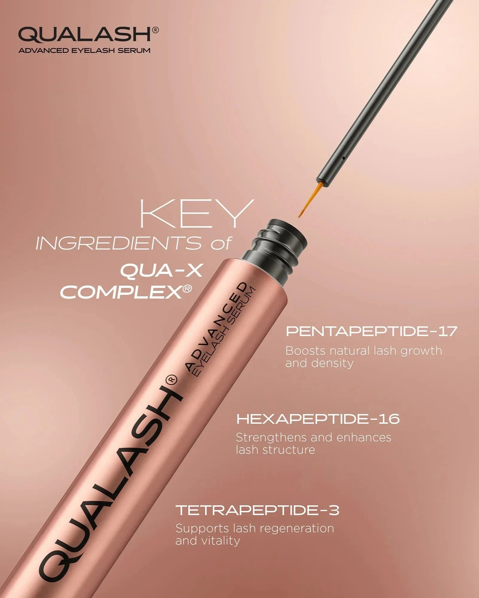 QUALASH Advanced Eyelash Serum – QUA-X Complex® with Pentapeptide-17, Hexapeptide-16, and Tetrapeptide-3